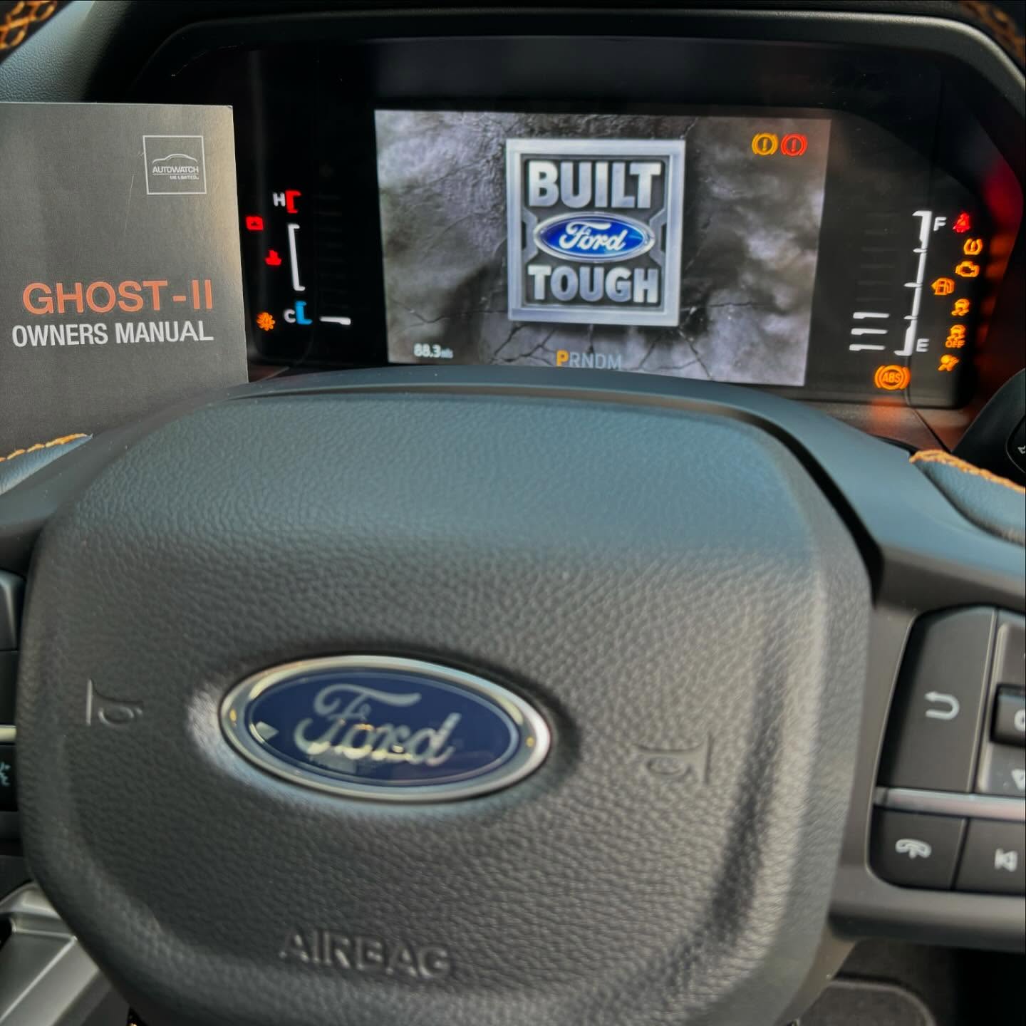 Ford Ranger Ghost Immobiliser Steering and dash of a Ford Ranger with a Ghost Immobiliser handbook